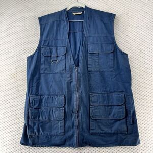 Boulder Creek Utility Vest Full Zip Multi Pocket Workwear‎ Blue XL